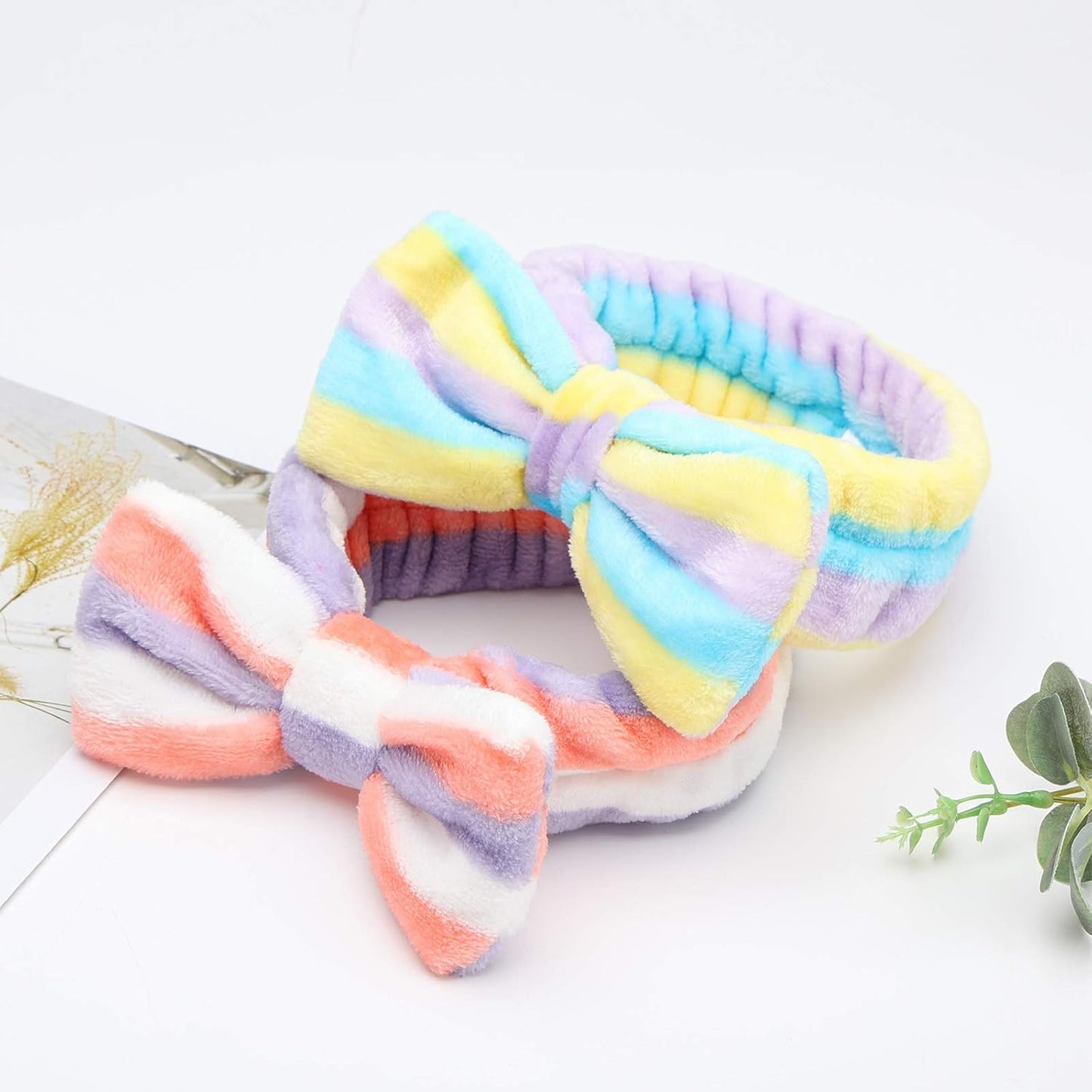 8-Pack Women's Spa Headbands for Makeup and Skincare, Fuzzy Coral Fleece Hair Bands for Teens and Kids