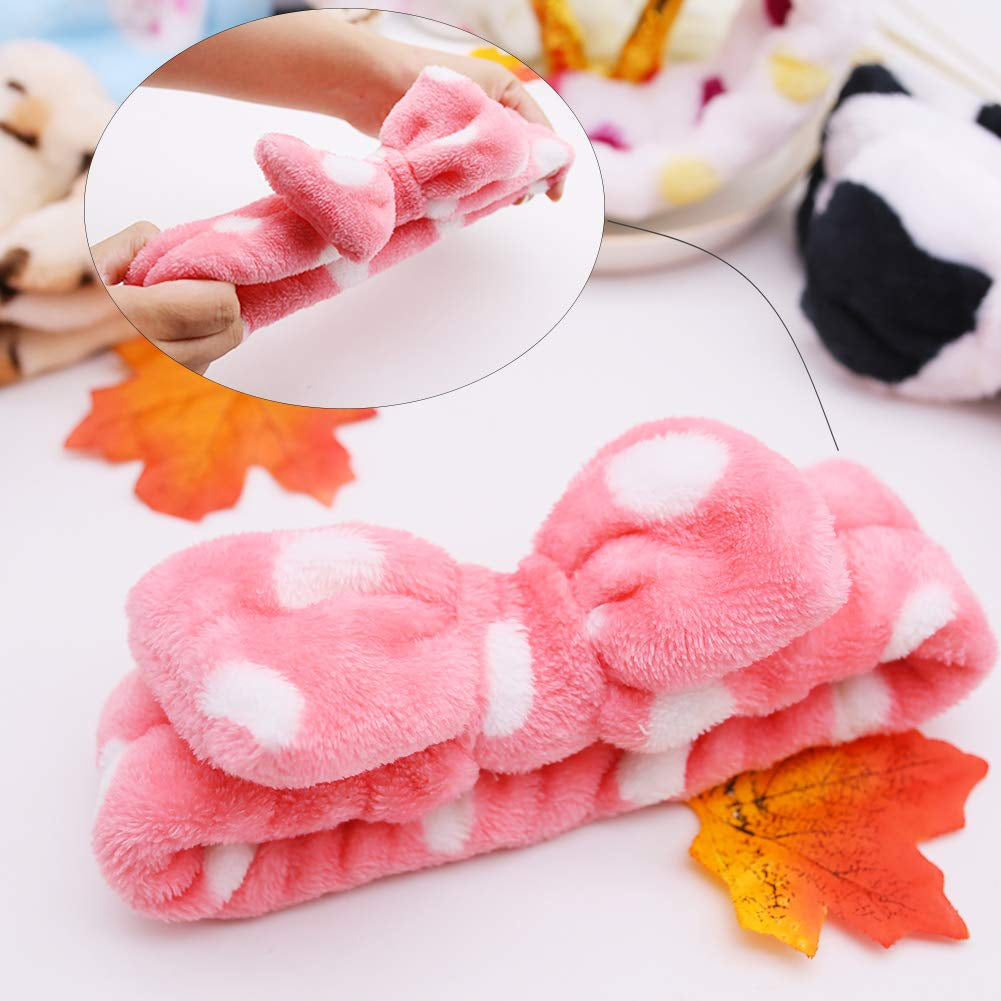 8-Pack Women's Spa Headbands for Makeup and Skincare, Fuzzy Coral Fleece Hair Bands for Teens and Kids