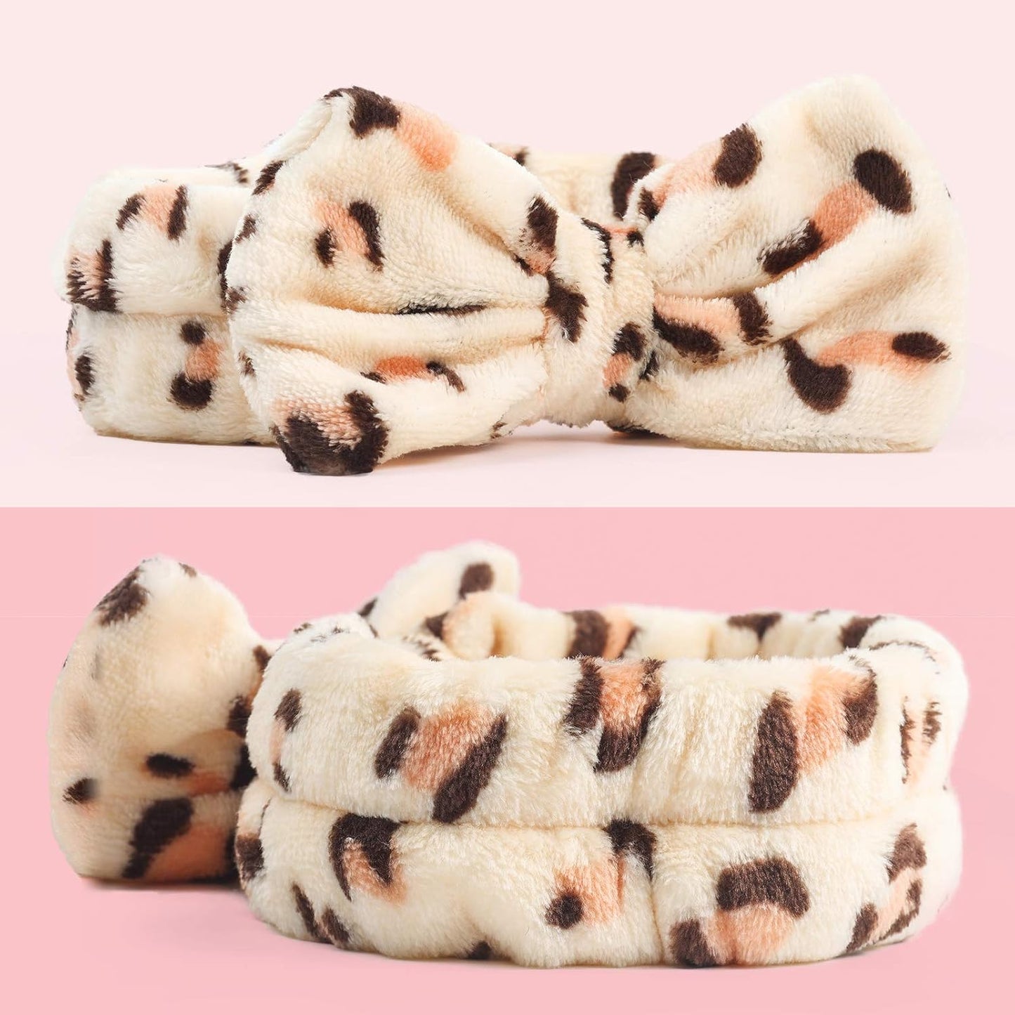 8-Pack Women's Spa Headbands for Makeup and Skincare, Fuzzy Coral Fleece Hair Bands for Teens and Kids