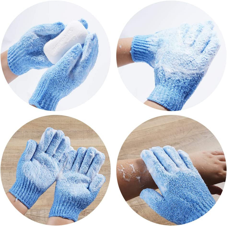 Exfoliating Gloves Set - 10 Pairs of Double-Sided 100% Nylon Gloves in 10 Colors for Spa, Massage, and Body Care