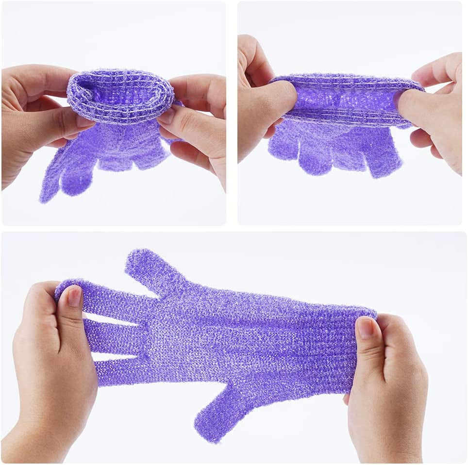 Exfoliating Gloves Set - 10 Pairs of Double-Sided 100% Nylon Gloves in 10 Colors for Spa, Massage, and Body Care
