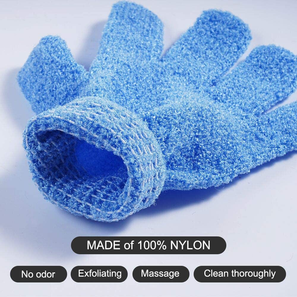 Exfoliating Gloves Set - 10 Pairs of Double-Sided 100% Nylon Gloves in 10 Colors for Spa, Massage, and Body Care