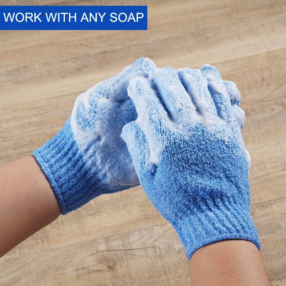 Exfoliating Gloves Set - 10 Pairs of Double-Sided 100% Nylon Gloves in 10 Colors for Spa, Massage, and Body Care