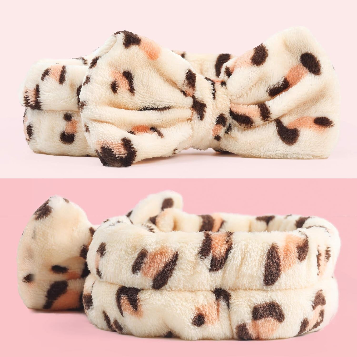 8-Pack Women's Spa Headbands for Makeup and Skincare, Fuzzy Coral Fleece Hair Bands for Teens and Kids